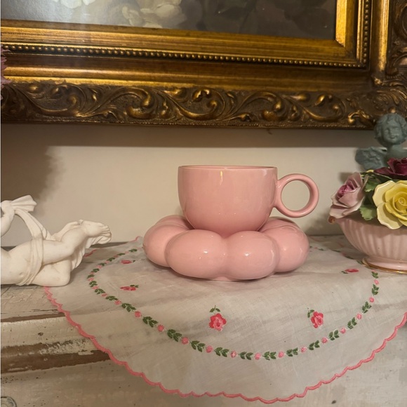 Pink Bubble Tea Cup and Saucer - Picture 1 of 2
